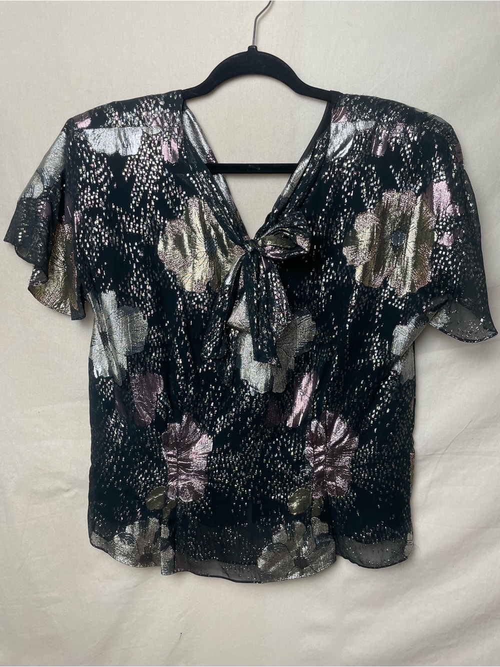 Vintage Metallic Floral Women's Blouse